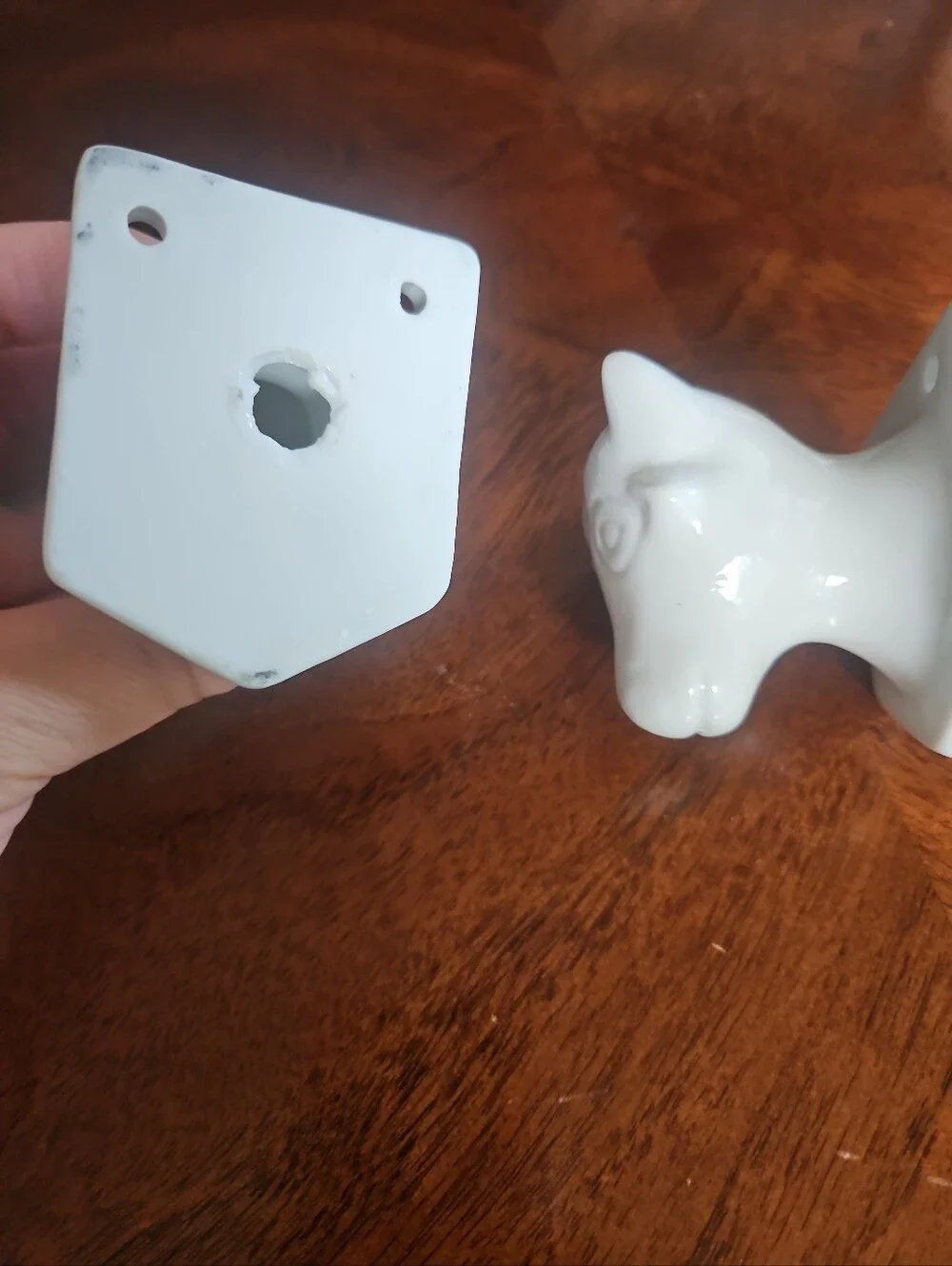 Vintage White Ceramic Cow Bull Head 2 Wall Hooks